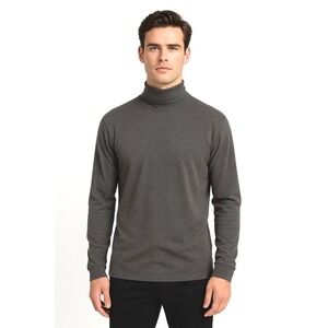 Ragman Heather Gray Long‎ Sleeve Turtleneck Basic Soft Knit Top Layering 77-31